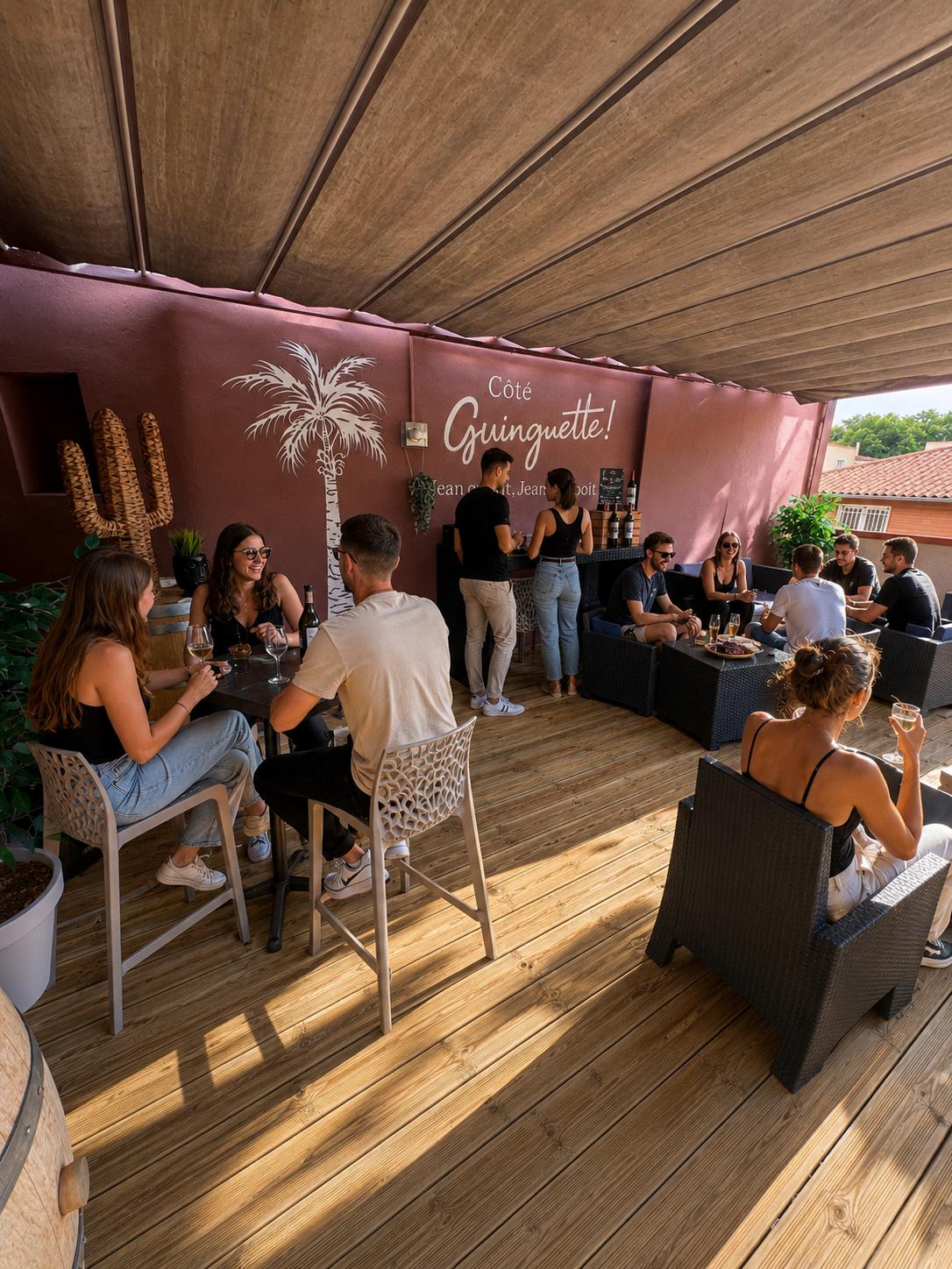 Terrasse de la Guinguette avec ambiance conviviale